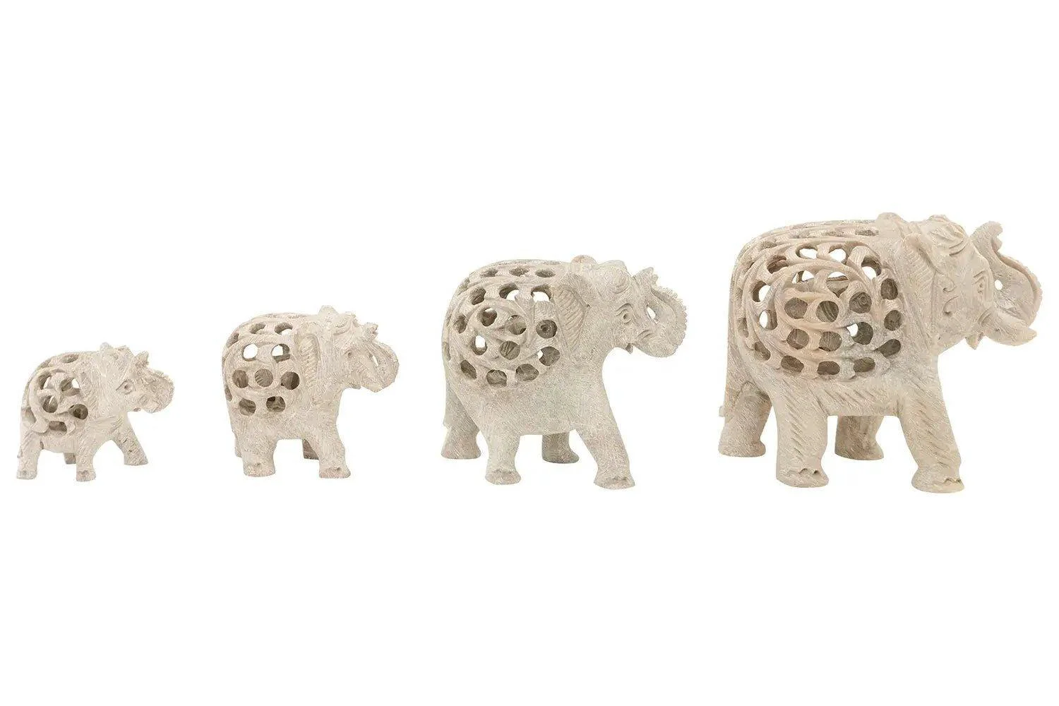 Quality Figurines Hand Carved Soapstone Elephants Recyclable