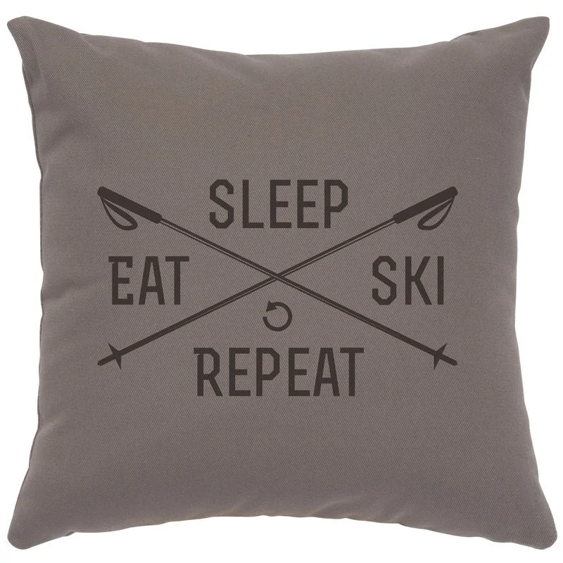 Safe quot Sleep Eat Ski quot Image Pillow 16×16 Solid
