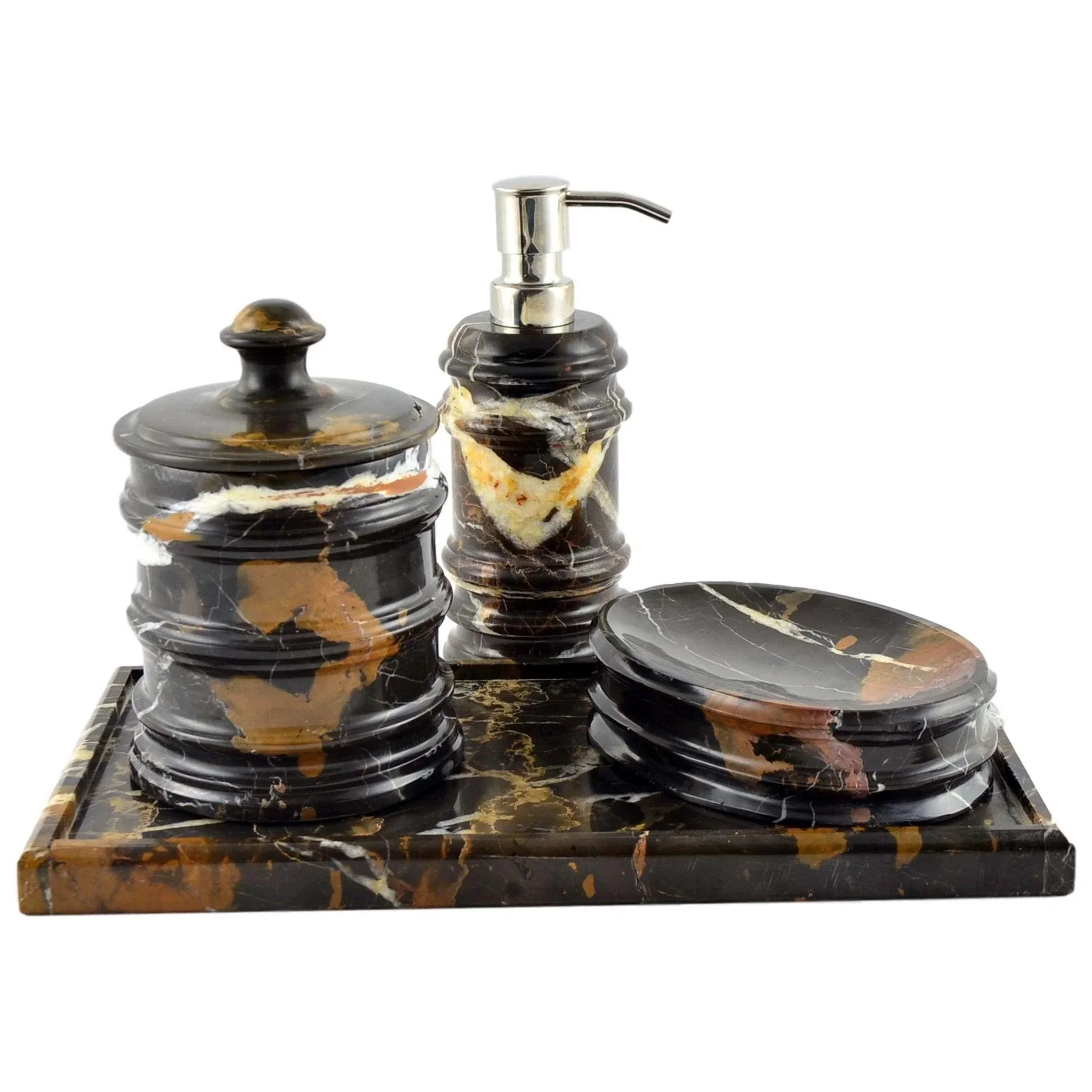 Flexible Elegant Bathroom Accessory Set of Michelangelo Marble Minimalist