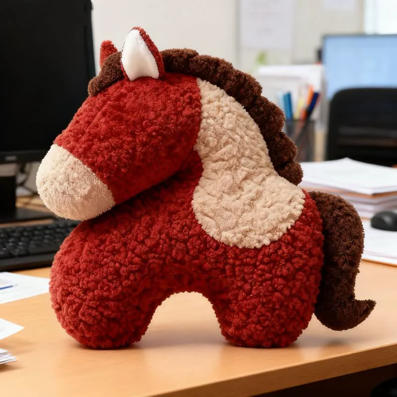 Authentic Ownkoti Festive Red Horse Mascot Sherpa Pillow Professional