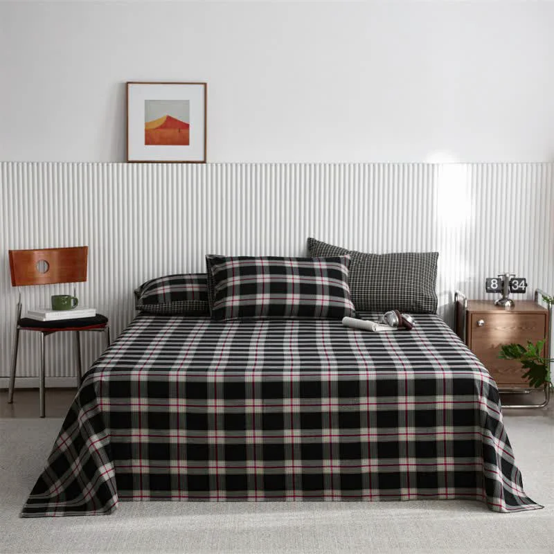 Detailed Ownkoti Classic Big Plaid Cotton Sheet Bedspread Carefully Designed