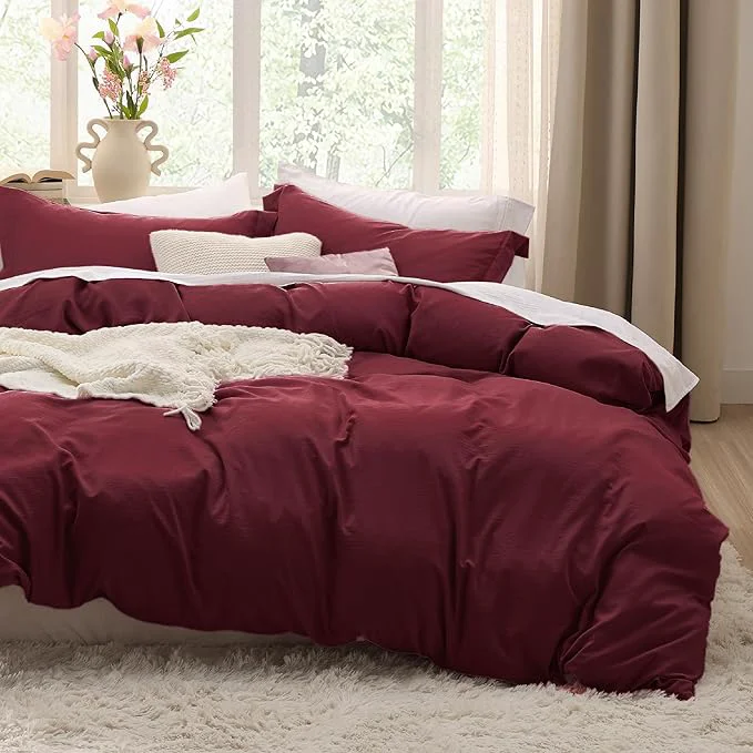 Next-Generation Bedsure Winery Duvet Cover King Size – 3 Pieces Prewashed Extra Soft Bedding Set Includes 1 Duvet Cover 104×90 Inches with Zipper Closure amp 2 Pillow Shams Comforter Not Included Genuine