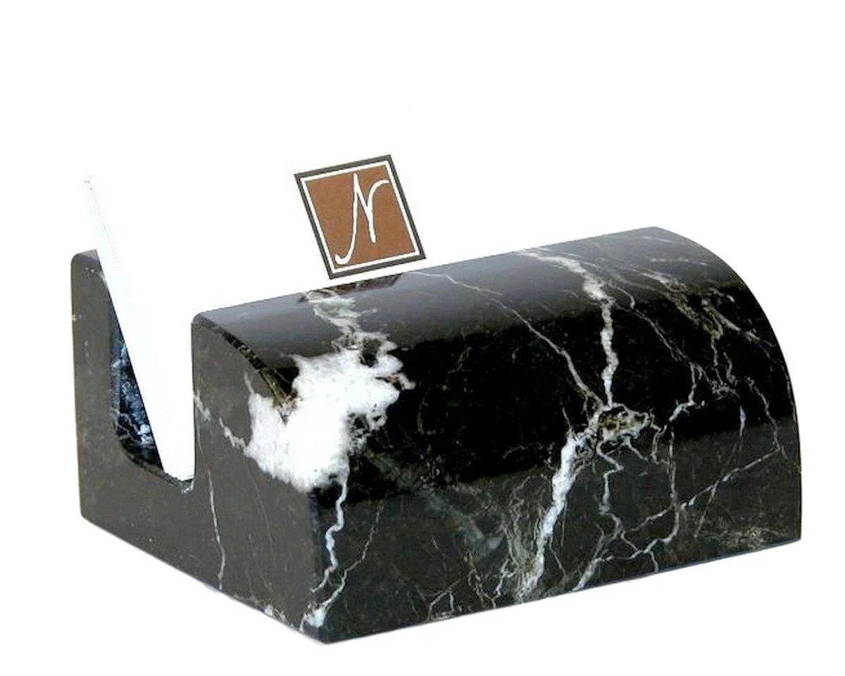 Official Black Zebra Marble Business Card Stand Elite