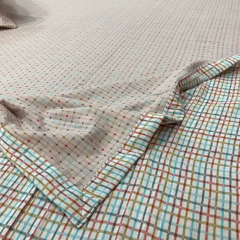 Effective Ownkoti Colorful Gingham Cotton Reversible Sheet Bedspread Easy-to-Use