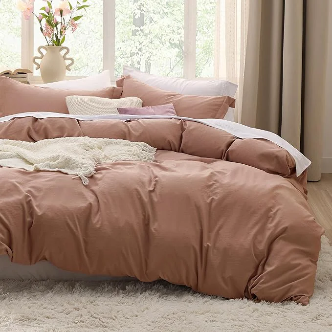 Durable Bedsure Mocha Mousse Duvet Cover King Size – 3 Pieces Prewashed Cotton-Like Polyester Extra Soft Bedding Set Includes 1 Duvet Cover 104×90 Inches with Zipper Closure amp 2 Pillow Shams No Comforter Practical