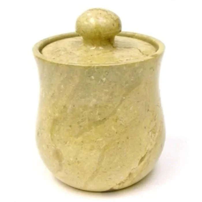 Optimized Sahara Beige Marble Cookie Jar Modern Kitchen Canister Lightweight