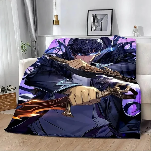 High-End Anime Solo Leveling Sung Jin-Woo Throw Blanket Trendy