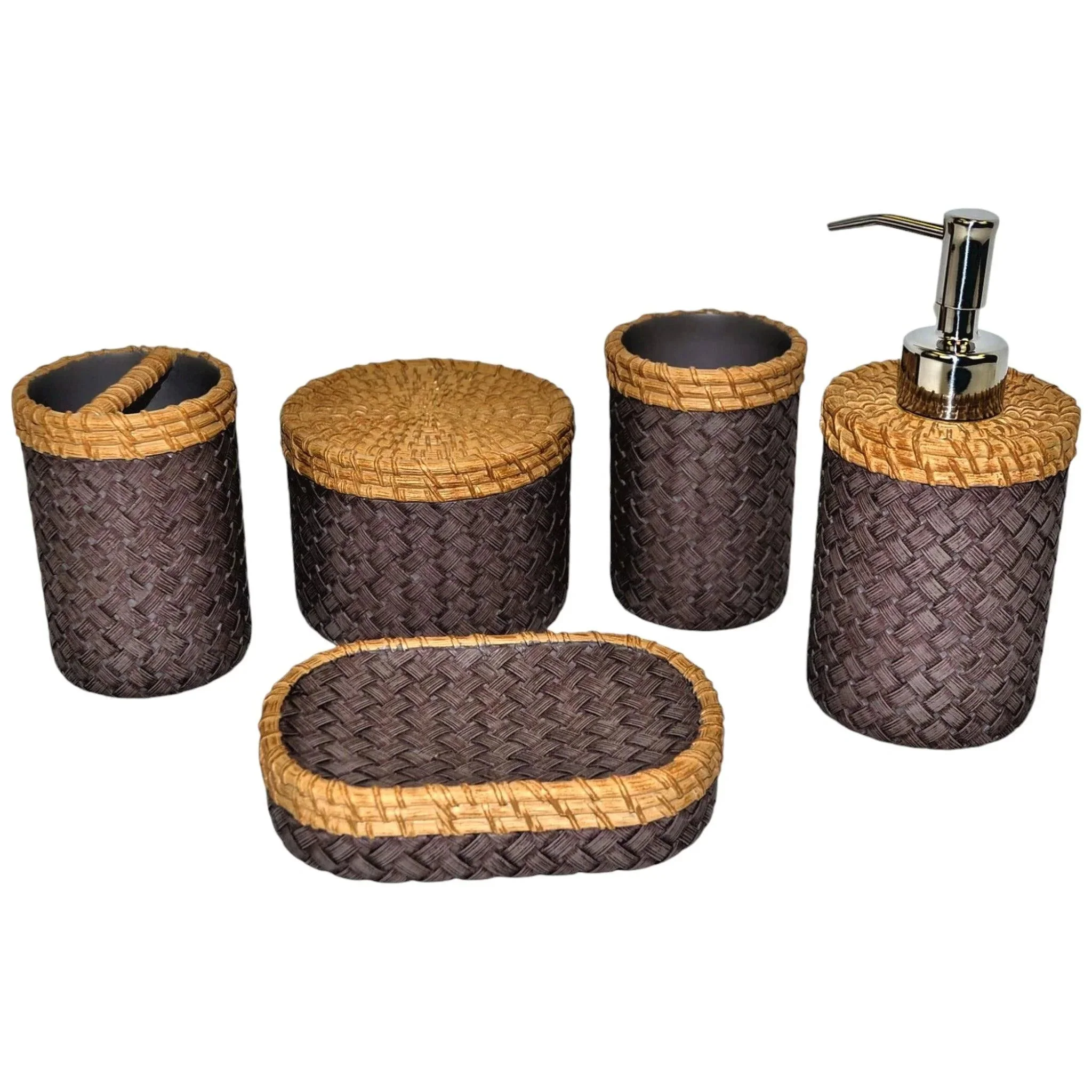 Carefully Designed Purple Bath Set Featuring a Sleek Weave Design Premium