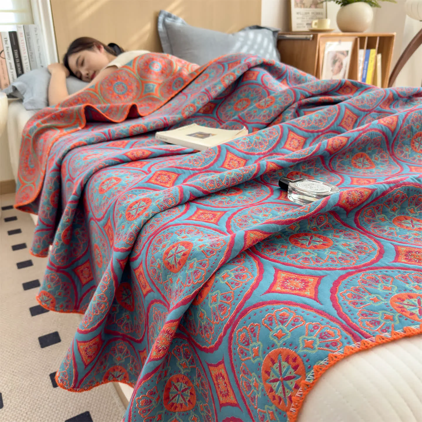 Excellent Ownkoti Vintage Bohemian Cotton 3-Layer Gauze Quilt Smooth