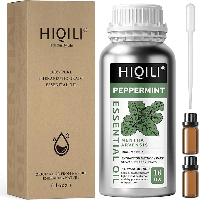 Professional HIQILI Peppermint Essential Oil 16 oz Pure Natural Aromatic Oil User-Friendly