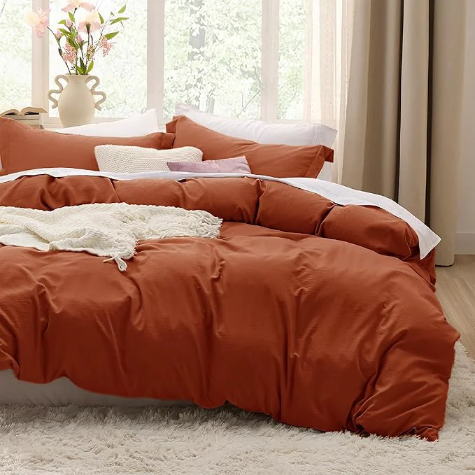 Practical Bedsure Terracotta California King Duvet Cover – Prewashed Cotton-Like Polyester Extra Soft Bedding Set Includes 1 Cal King Duvet Cover 104 39 39 x98 39 39 with Zipper Closure amp 2 Pillow Shams No Comforter Fast