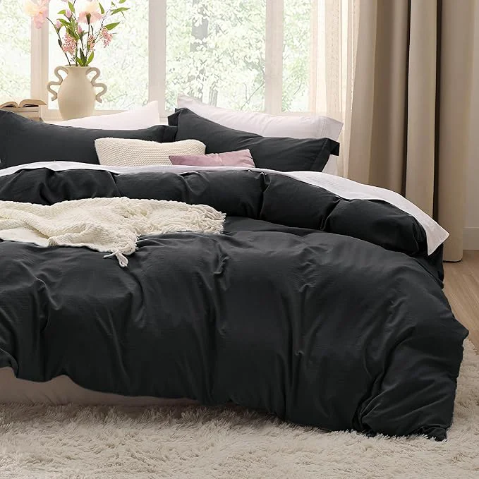 Reliable Bedsure Black California King Duvet Cover – Prewashed Cotton-Like Polyester Extra Soft Bedding Set Includes 1 Cal King Duvet Cover 104×98 Inches with Zipper Closure amp 2 Pillow Shams No Comforter Breathable