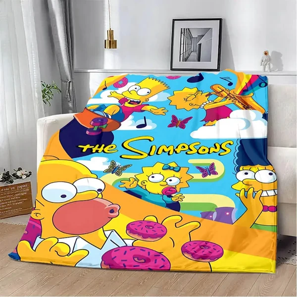 Reusable Simpsons Cartoon Throw Blanket Environmentally Friendly