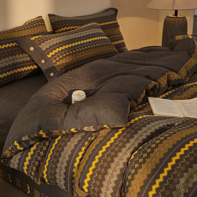 Smart Ownkoti Wavy Stripe Cotton Double Gauze Bedding Set 4PCS Original
