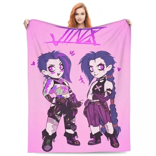 Detailed Arcane Anime Jinx Throw Blanket Unique