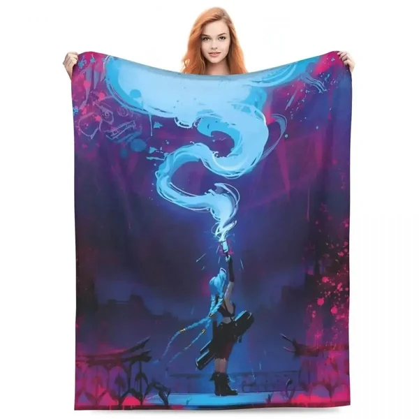 Casual 3D Anime Arcane Jinx Throw Blanket High-Quality