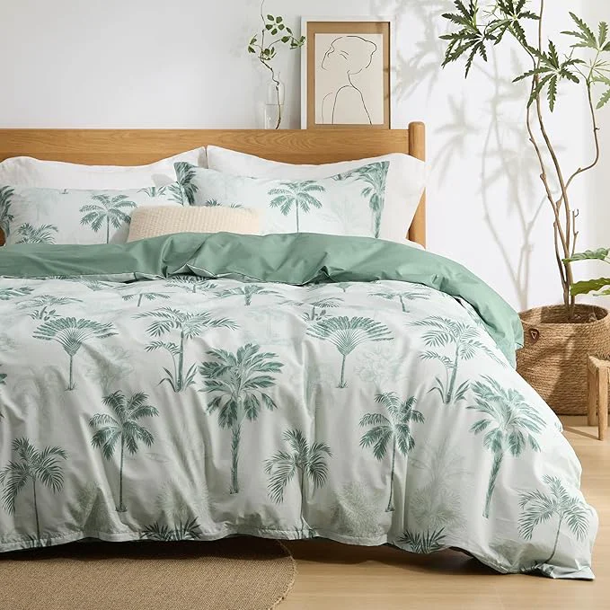 Elegant Bedsure Duvet Cover Queen Size – Cotton Reversible Floral Queen Duvet Cover Set with Zipper Closure 3 Pieces Soft amp Breathable PureWoven Green Milieu Bedding Set with 2 Pillow Shams 20 quot x26 quot Effective
