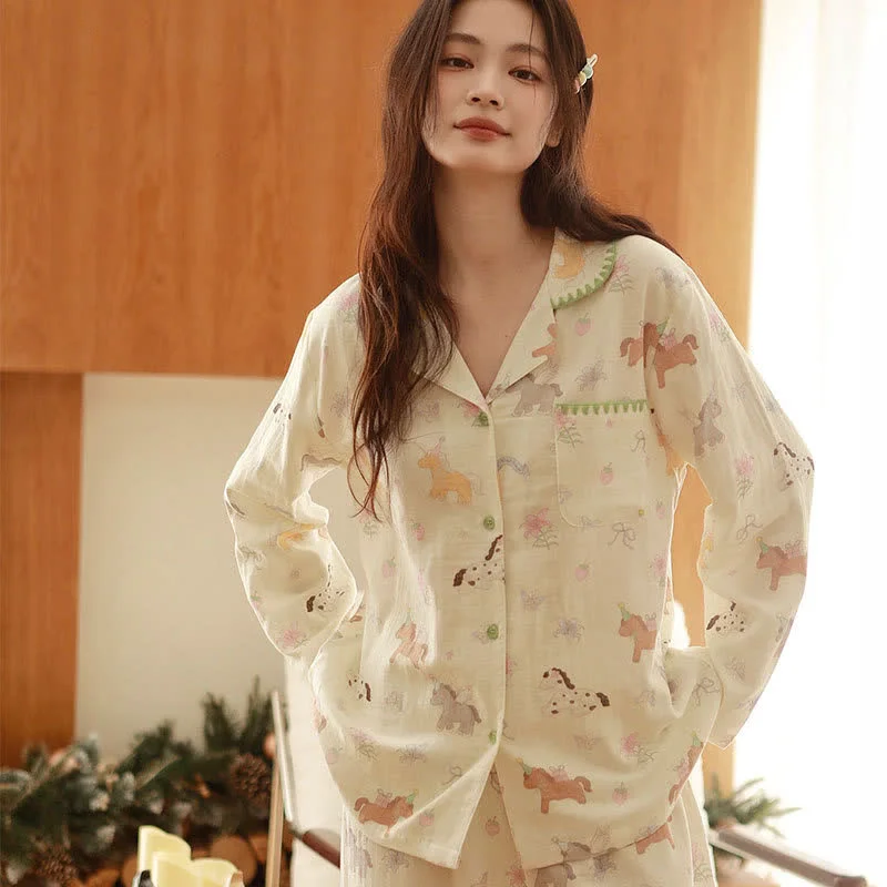 Trendy Ownkoti Cartoon Pony amp Floral Brushed Cotton Pajamas Top-Quality