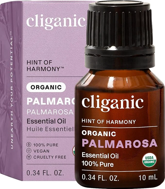 Cliganic Organic Palmarosa Essential Oil Pure Natural Undiluted Original Design