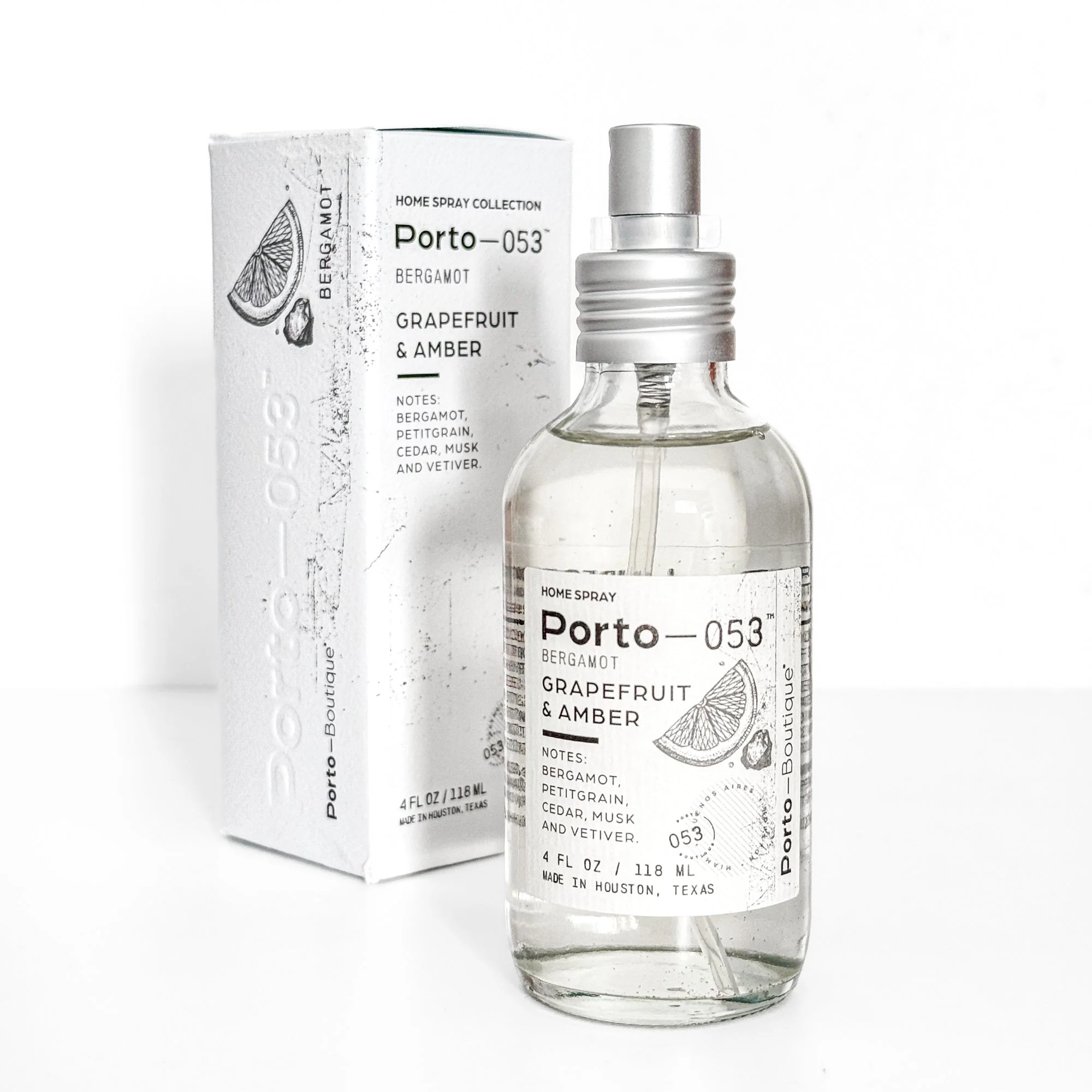 Pure Porto-053 Room Spray – Linen amp Fabric Freshener – High Fragrance Concentration – Vegan amp Handmade in USA – 4 oz Clear Glass Bottle with decorative box Reusable