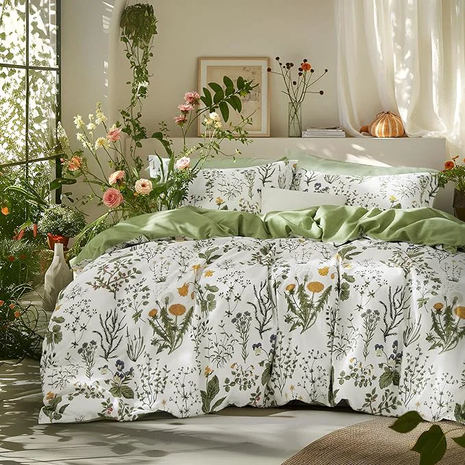 Fast Bedsure Duvet Cover Twin Size – Cotton Reversible Floral Twin Duvet Cover Set with Zipper Closure 2 Pieces Soft amp Breathable PureWoven Bedding Set with 1 Pillow Sham 20 quot x26 quot Easy-to-Use