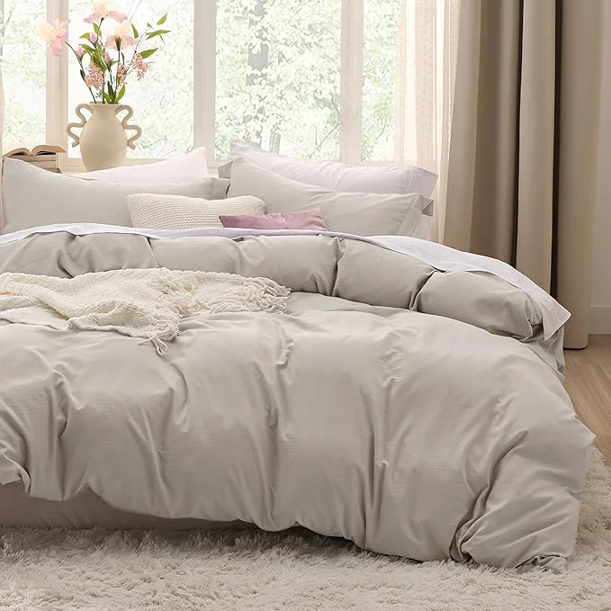 Advanced Bedsure Duvet Cover Full Size – 3 Pieces Prewashed Extra Soft Cotton-Like Bedding Set Includes 1 Duvet Cover 80×90 Inches with Zipper Closure amp 2 Pillow Shams Linen Comforter Not Included Relaxed