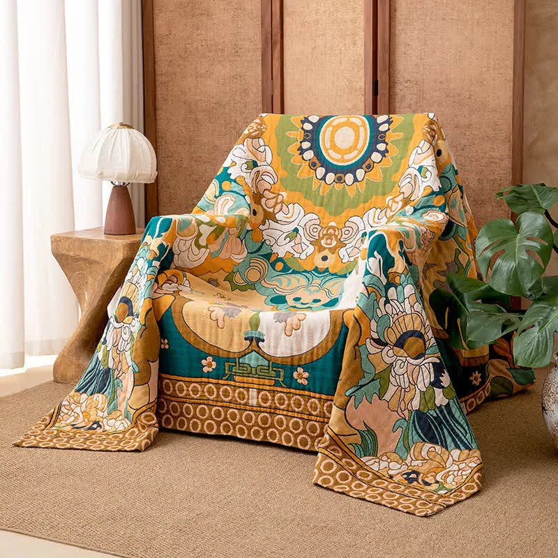 Secure Ownkoti Luxury Retro Floral Cotton Gauze Blanket User-Friendly
