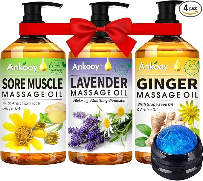 Reusable 3 Pack Massage Oil for Massage Therapy Sore Muscle Arnica Oil Relaxing Certified