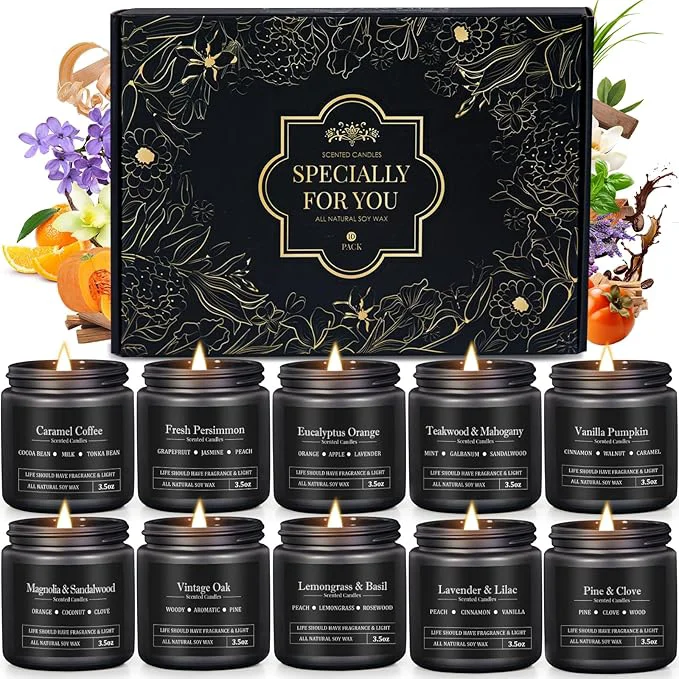 Breathable 10 Pack Scented Candles for Men Masculine Candle Gift Set Original