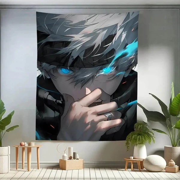 Clean Jujutsu Kaisen Gojo Polyester Wall Tapestry Unique