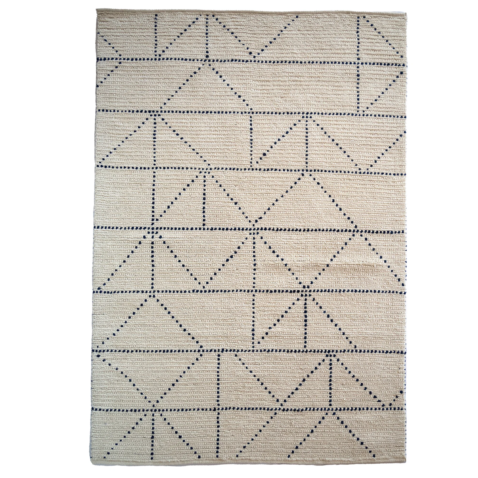 Comfortable Geometrics Ivory Navy Rug Selected