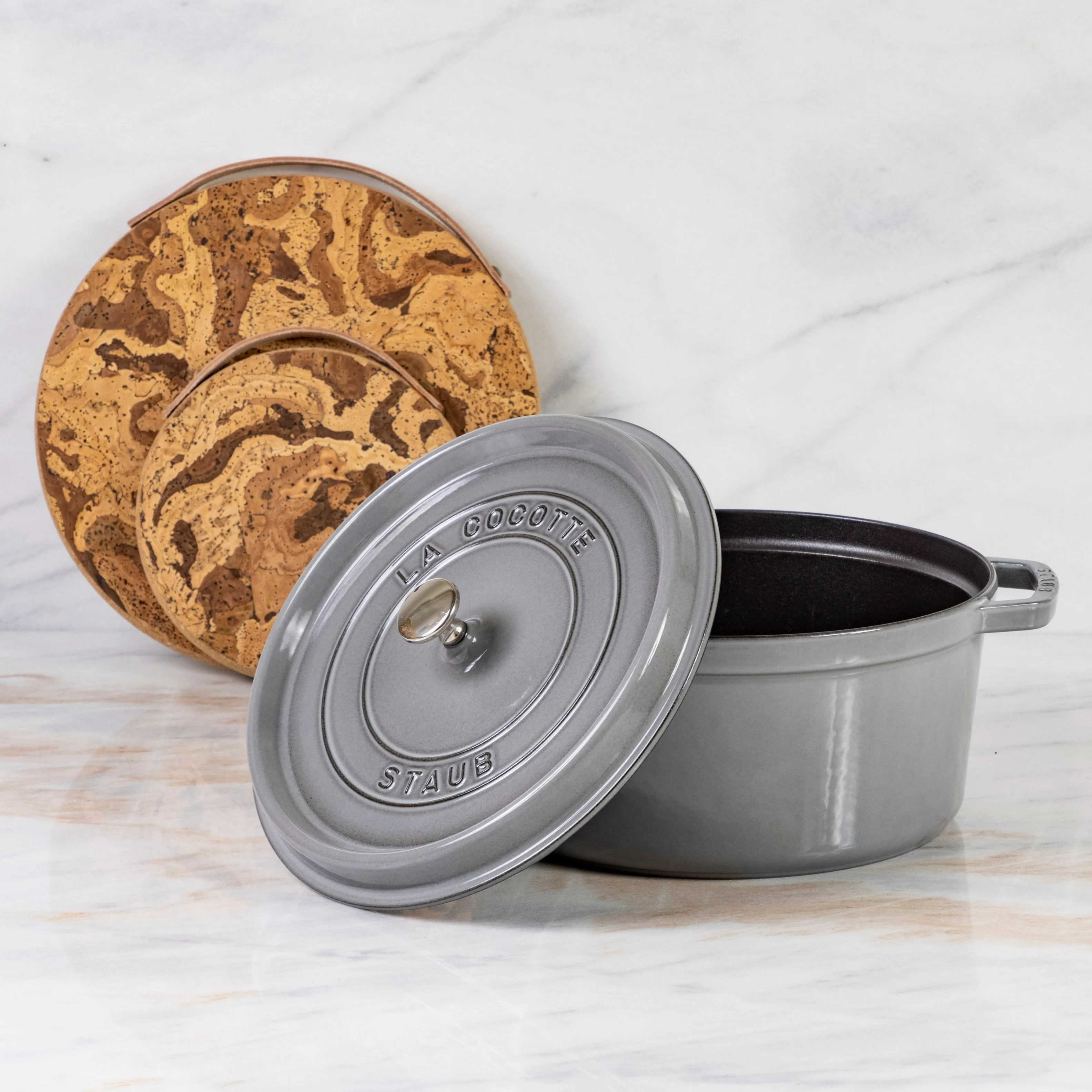 Smooth Staub Round Cocotte 7qt Graphite Grey Advanced