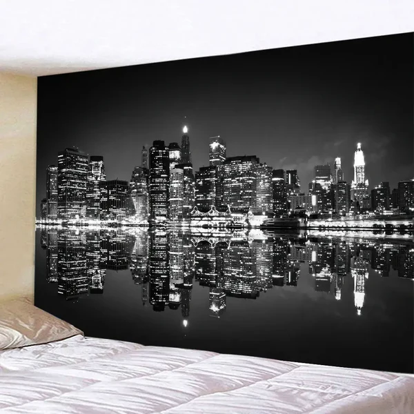Natural New York City Tapestry – Skyline Night Tapestry Effective
