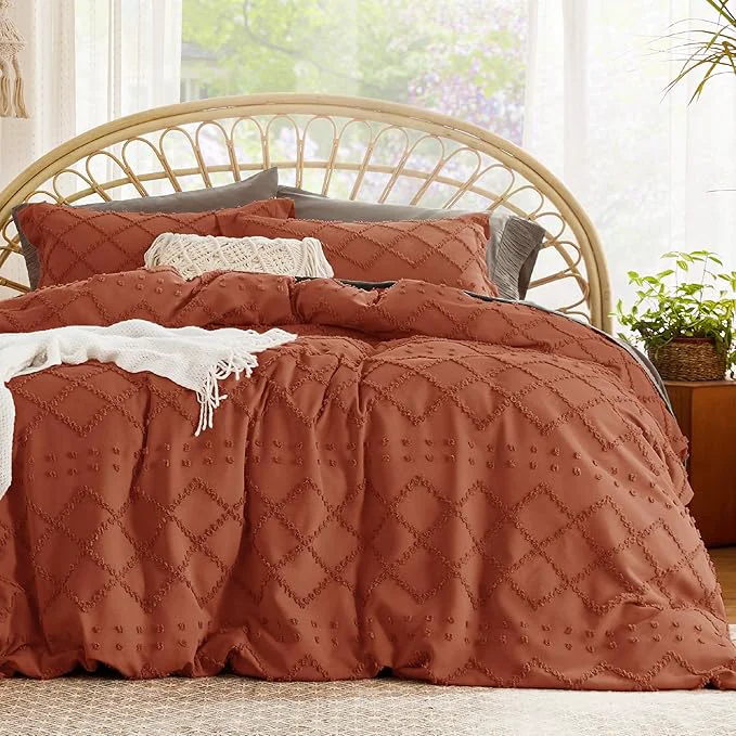 Quality Bedsure Boho Duvet Cover Queen Size – Terracotta Breathable amp Soft Boho Bedding Machine Washable Comforter Cover for All Seasons Includes 1 Duvet Cover 90 quot x90 quot with 2 Pillow Shams amp Zipper Closure Fashionable