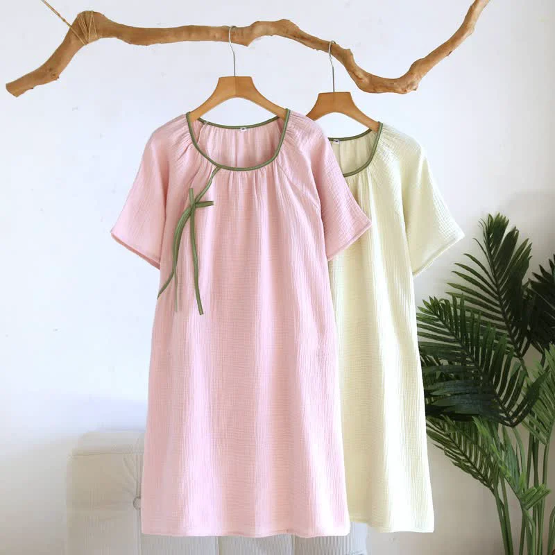 Optimized Ownkoti Minimalist Oriental Style Cotton Gauze Nightdress Proven