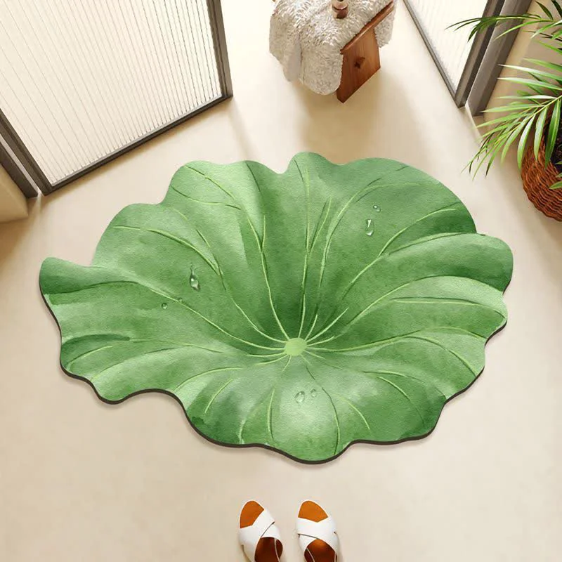 Dependable Ownkoti Water Drop Lotus Leaf Bath Mat Prestigious