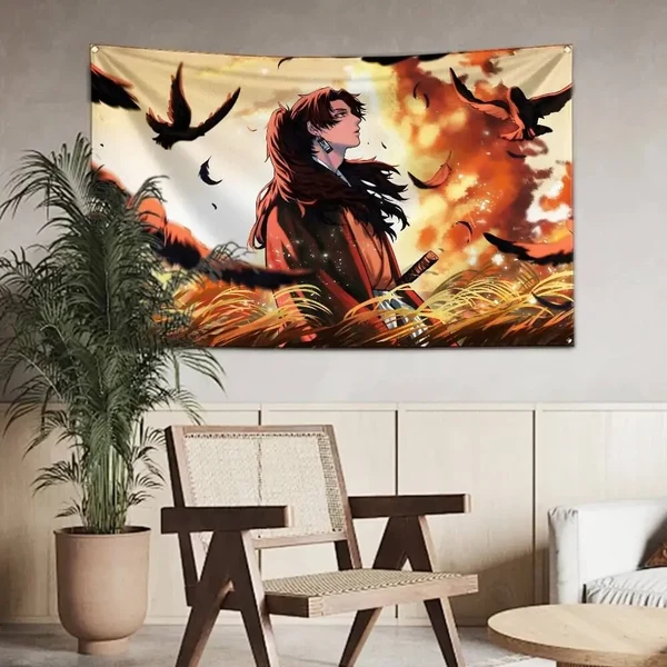 Relaxed Yoriichi Tsugikuni Tapestry – Flame Hashira Legend Wall Decor Reliable