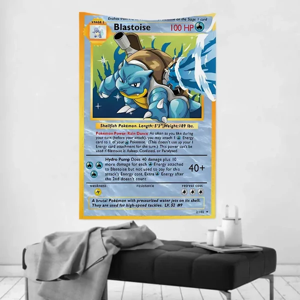 Trendy Blastoise Wall Hanging – Pokemon Card Tapestry First-Class