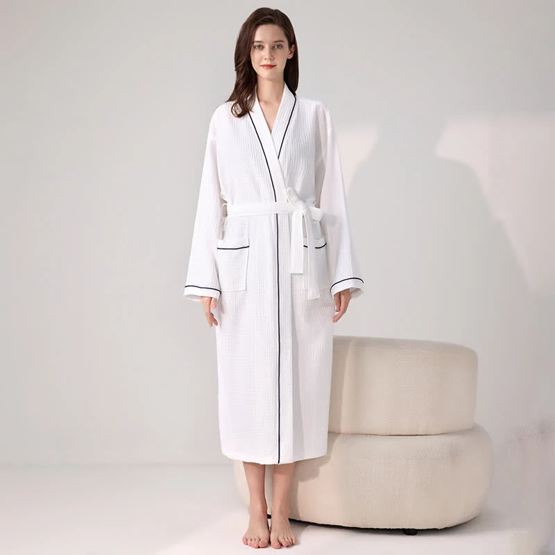 Crafted Ownkoti Minimalist Cotton Waffle Texture Bath Robe Expertly Made