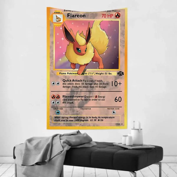 Proven Flareon Wall Tapestry – Pokemon TCG Tapestry Breathable
