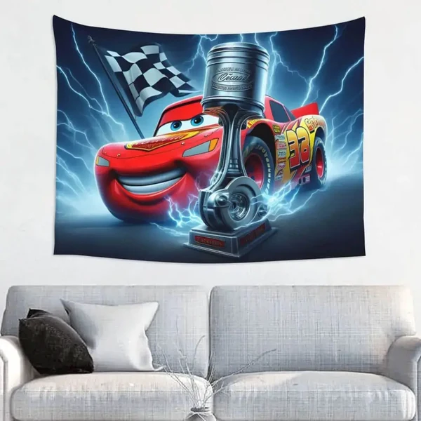 Natural 3D Lightning McQueen Wall Tapestry Powerful