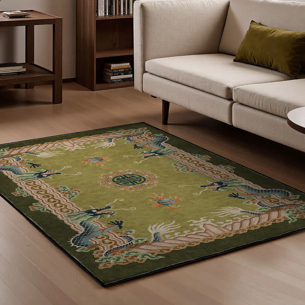 Contemporary Ownkoti Chinese Style Classical Dragon Motif Area Rug Fast