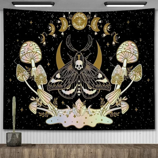 Crafted Mystic Skull amp Mushroom Wall Tapestry Practical