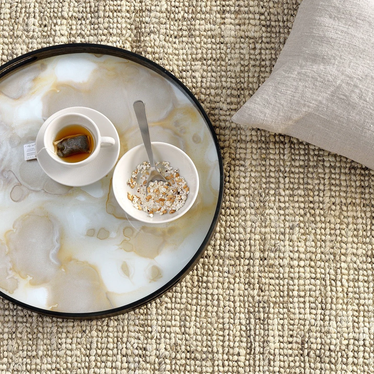 Convenient Round Glass Organic Tray Mist Gold Next-Generation