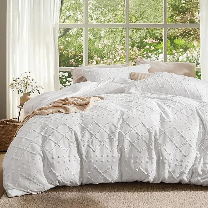 Professional Bedsure Boho Oversized King Duvet Cover – White Breathable amp Soft Boho Bedding Machine Washable Comforter Cover for All Seasons Includes 1 Duvet Cover 120 quot x98 quot with 2 Pillow Shams amp Zipper Closure Enhanced
