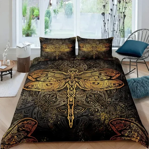 Genuine Hippie Dragonfly Mandala Paisley Quilt Cover Set Next-Generation