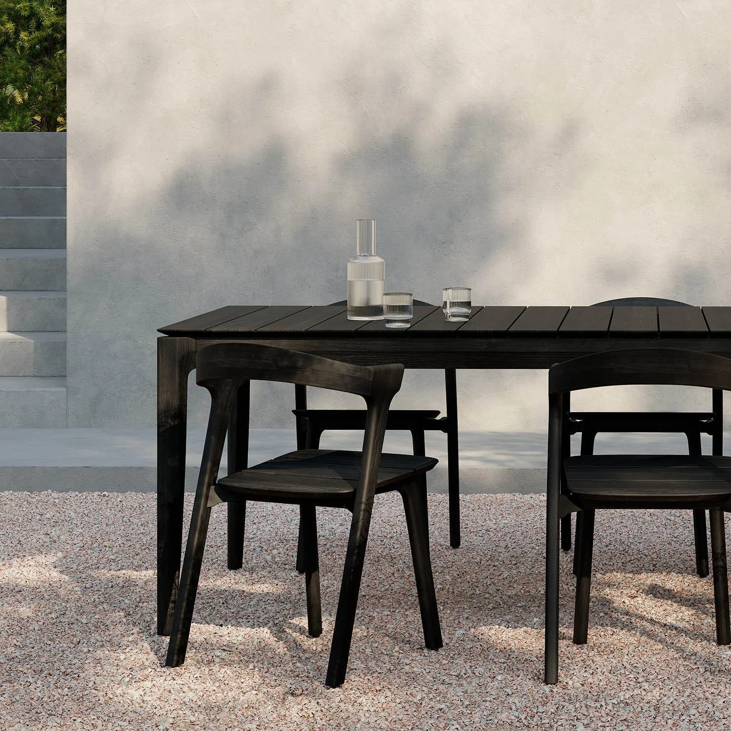 Superior Bok Solid Black Teak Outdoor Dining Chair Lightweight