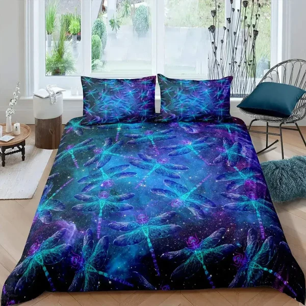 Lightweight King Size Dragonfly Polyester Quilt Cover Quality