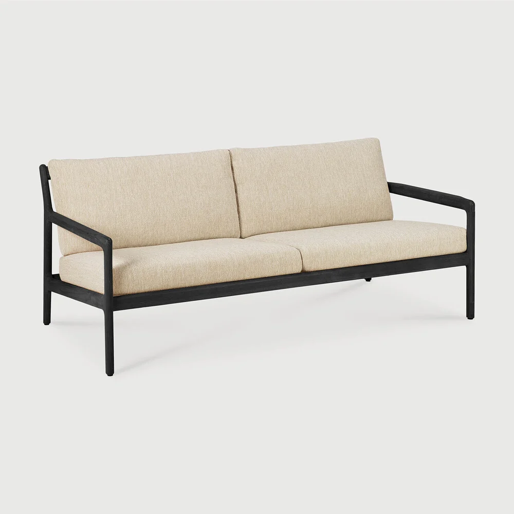 Next-Generation Jack Solid Black Teak Outdoor 2 Seater Sofa Natural Fabric Innovative