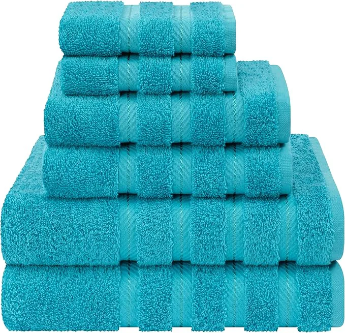 Professional American Soft Linen Luxury 6 Piece Towel Set 2 Bath Towels 2 Hand Towel 2 Pure